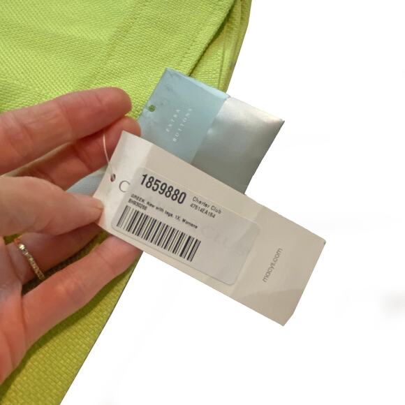Charter Club : NEW $99 Textured Lime Green Hidden Meadow Gold Button Jacket : 1X - Picture 9 of 16